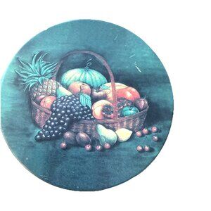 Otagiri Set of 6 Mixed Fruit Cork Backed Drink Coasters with Matching Tin